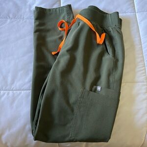 Figs High Waisted Yola Skinny scrub pants, Moss